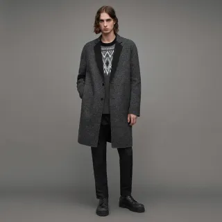 【ALLSAINTS】MONROY 格紋中長版羊毛大衣Black/Grey MC037Z(寬鬆版型)