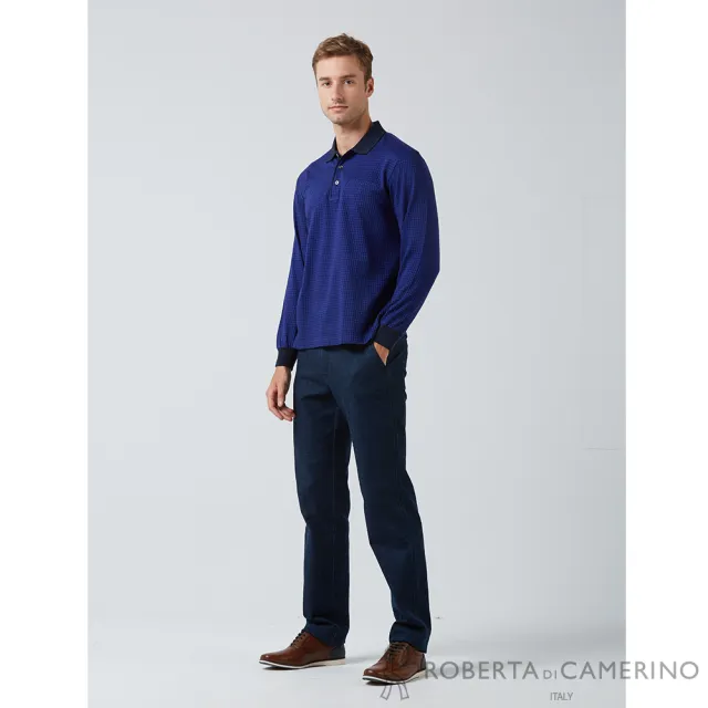 【ROBERTA諾貝達】台灣製男裝 潮流時尚 暖心舒適長袖POLO衫(藍)
