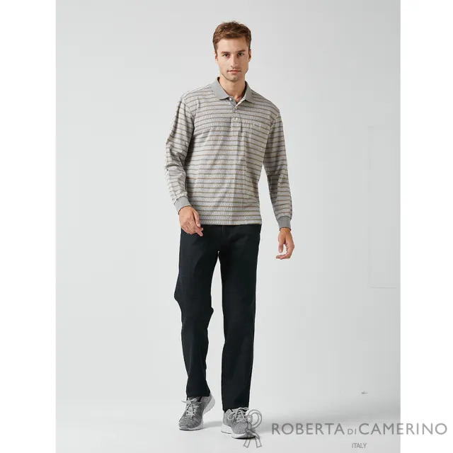 【ROBERTA諾貝達】男裝 台灣製 精品流行品味長袖POLO衫(灰)