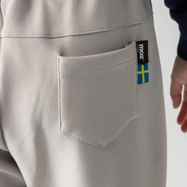 【moz】瑞典 駝鹿 微刷毛科技複合鬆緊休閒褲(大象灰)