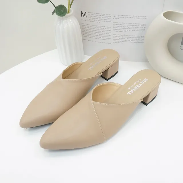 【MATERIAL 瑪特麗歐】女鞋 跟鞋 MIT尖頭素面穆勒跟鞋 T72120(跟鞋)