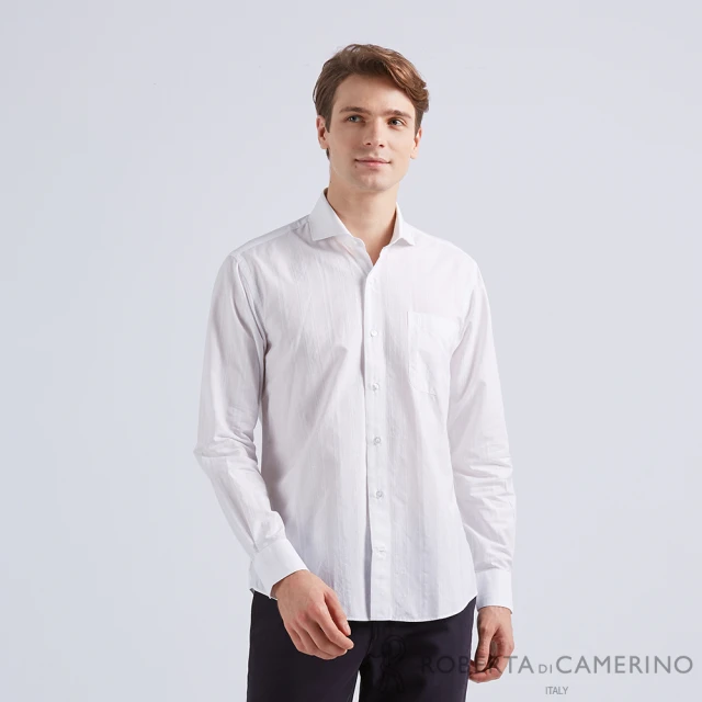 【ROBERTA 諾貝達】台灣製 獨具貴族風範 舒適休閒長袖襯衫(白)