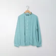 【MASTINA】平達克荷葉立領雪紡正裝長袖襯衫(黑 粉 綠/魅力商品)