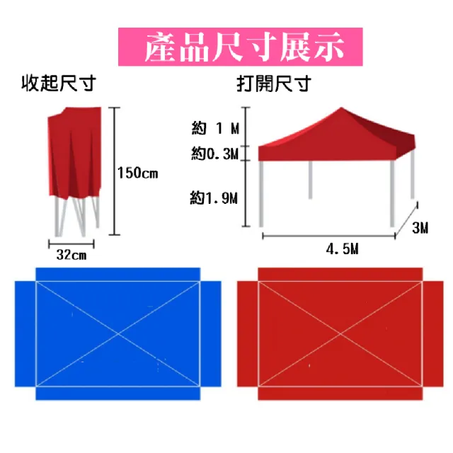 【興雲網購】3X4.5M加粗加厚全自動抗UV遮陽篷(帳篷 遮陽篷 客廳帳 露營用品 停車棚 遮雨棚)