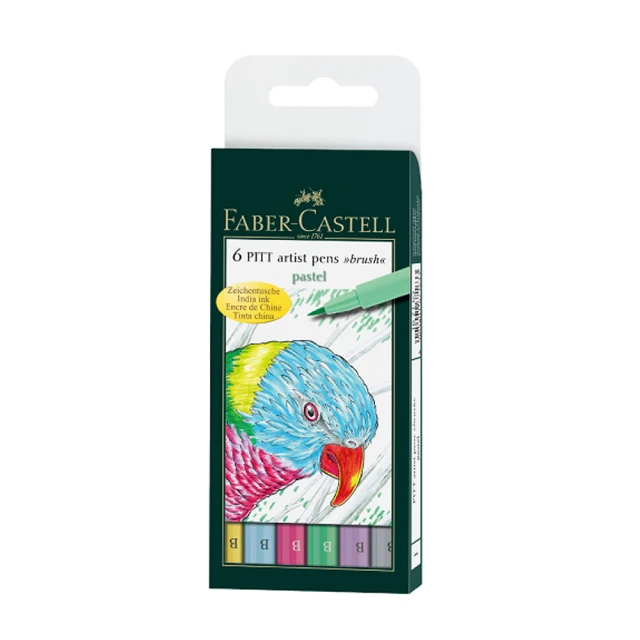 Faber-Castell 輝柏 PITT藝術筆-軟毛筆頭 細芯 粉彩色系 6支入/ 盒 167163