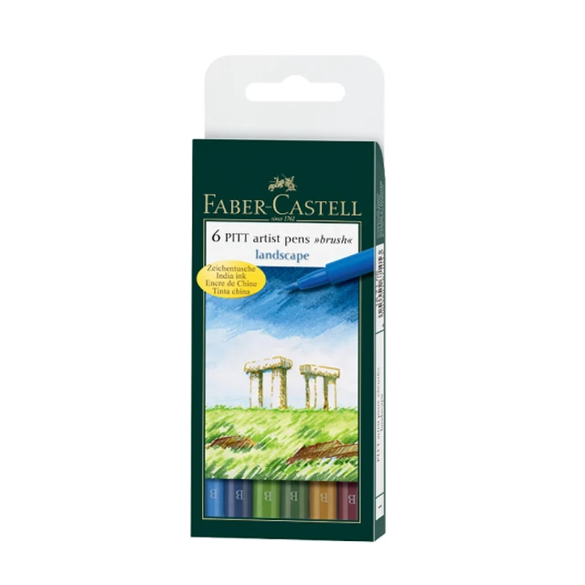 Faber-Castell 輝柏 PITT藝術筆-軟毛筆頭 細芯 景觀色系 6支入/ 盒 167105