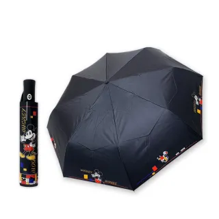 【Disney 迪士尼】23吋-米奇自動折疊雨傘 自動開收傘 自動傘(UV銀膠 晴雨兩用傘)