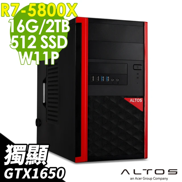 【Acer 宏碁】R7 Quadro GTX1650繪圖工作站(Altos P15F7/R7-5800X/16G/512SSD+2TB HDD/GTX1650-4G/W11P)