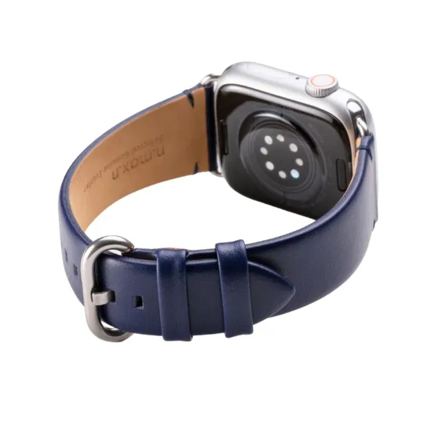 【n max n】Apple Watch 智慧手錶錶帶/雅致系列/皮革錶帶 海軍藍 42mm - 49mm(AP-WA42-44-45-49-7003)