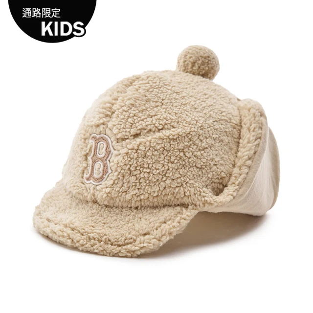 MLB 童裝 毛絨遮耳帽 護耳棒球帽 雷鋒帽 FLEECE飛行帽 波士頓紅襪隊(7AWMB0236-43BGL)