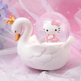 【JARLL 讚爾藝術】Hello Kitty 天鵝湖 水晶球音樂盒(生日禮物 新居禮物 閨蜜禮物 情人節禮物)