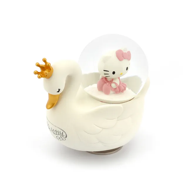 【JARLL 讚爾藝術】Hello Kitty 天鵝湖 水晶球音樂盒(生日禮物 新居禮物 閨蜜禮物 情人節禮物)