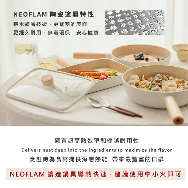 【NEOFLAM】Brote系列20cm雙耳湯鍋+玻璃蓋(IH爐可用鍋)
