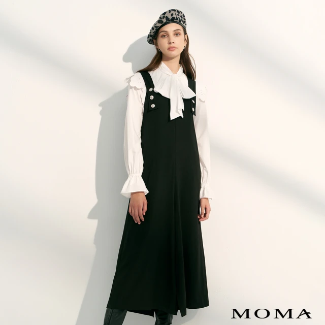 MOMAMOMA 優雅吊帶長洋裝(黑色)