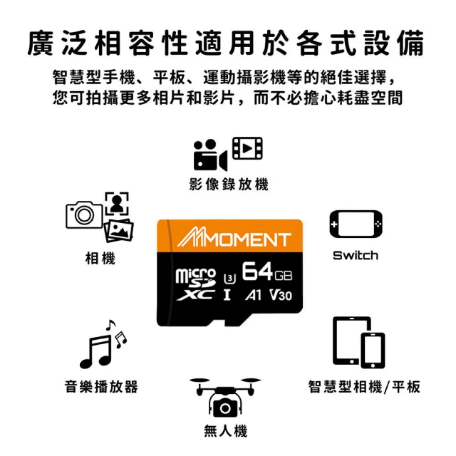 【Moment】64G MicroSDXC A1 記憶卡(MFSUU1064A1-NAD)