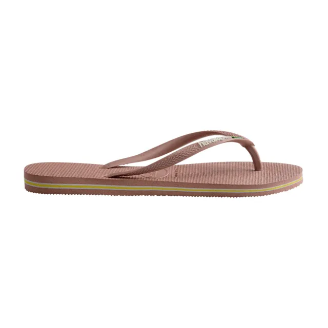 【havaianas 哈瓦仕】拖鞋 女鞋 夾腳拖 巴西 國旗 Slim Brasil 番紅花 4140713-3544U