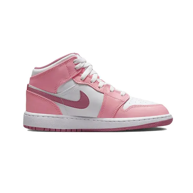 NIKE 耐吉】Air Jordan 1 Mid GS 大童鞋女鞋粉紅Valentines Day 情人節