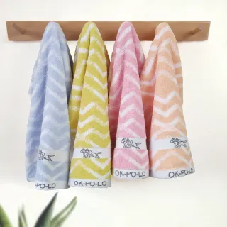 【OKPOLO】台灣製造銀離子浪紋毛巾-4入(吸水厚實柔順)