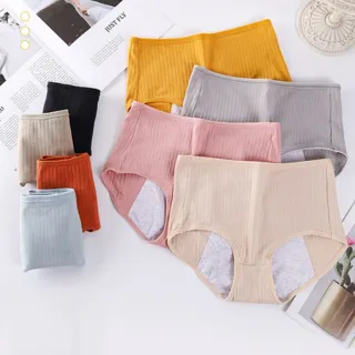 【Porabella】三件一組 生理褲防漏褲 日系可愛素面馬卡龍色內褲 透氣舒適可愛女生內褲 UNDERWEAR