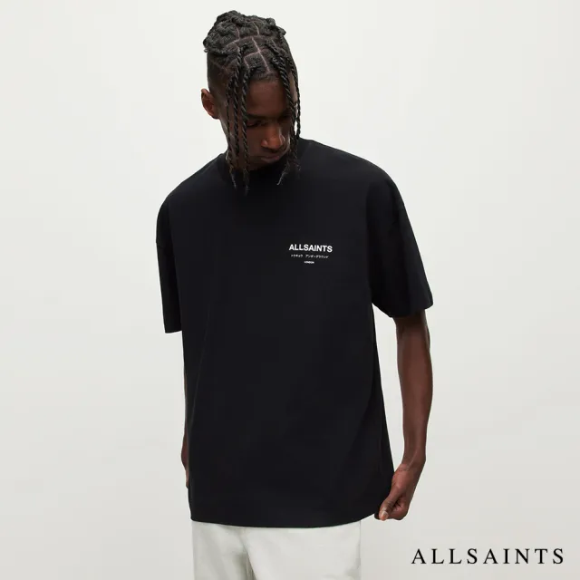 【ALLSAINTS】UNDERGROUND 純棉寬鬆LOGO東京地下搖滾短袖T恤-黑  M071PB(寬鬆版型)