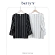 【betty’s 貝蒂思】直條紋袖口開衩壓褶雪紡圓領上衣(共二色)