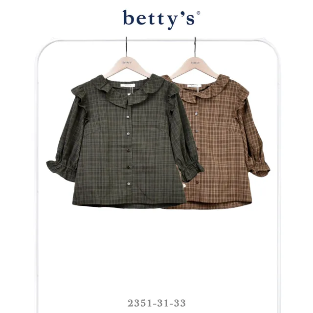 【betty’s 貝蒂思】格紋後抽繩翻領七分袖襯衫(共二色)