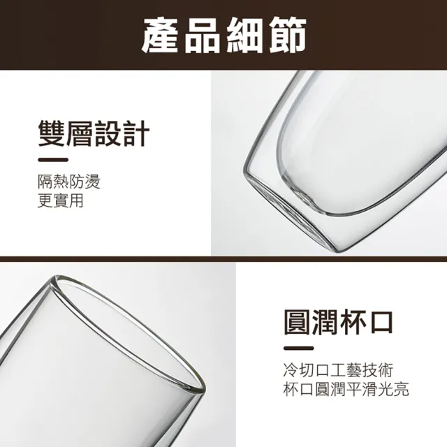 【OKAY!】耐熱玻璃杯 2入 雙層玻璃杯 350ml 蛋型杯 咖啡玻璃杯 果汁杯 3-DG350(冷熱皆宜 馬克杯 玻璃水杯)