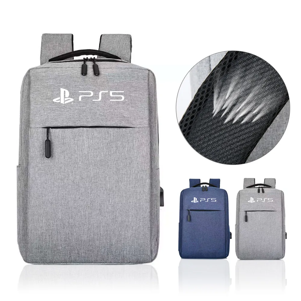 【Starshop】PS5 尼龍主機配件收納雙肩包 大容量收納包 防潑水後背包 遊戲機包 電腦包 商務包