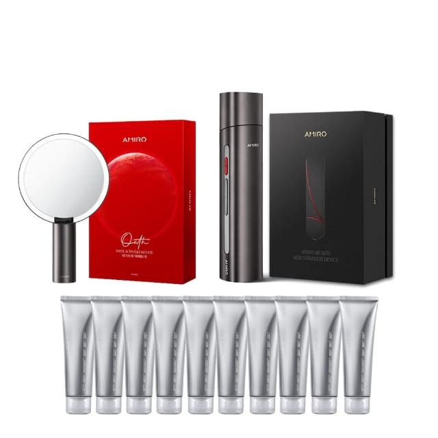 【AMIRO】時光機 拉提美容儀 R1 PRO 旗艦組(時光機+ 保濕柔潤精華凝膠*10+ Oath 自動感光 LED化妝鏡)