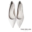 【TINO BELLINI 貝里尼】巴西進口菱格紋尖頭低跟鞋FSCT012(白色)