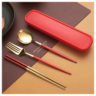 【新食記】葡萄牙風不鏽鋼質感餐具組(食品級 便攜 叉子 筷子 湯匙 環保餐具 露營餐具)