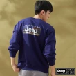 【JEEP】男裝 率性品牌文字相印長袖大學T(藍色)