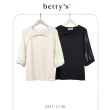 【betty’s 貝蒂思】交叉鏤空點點雪紡紗拼接五分袖T-shirt(共二色)