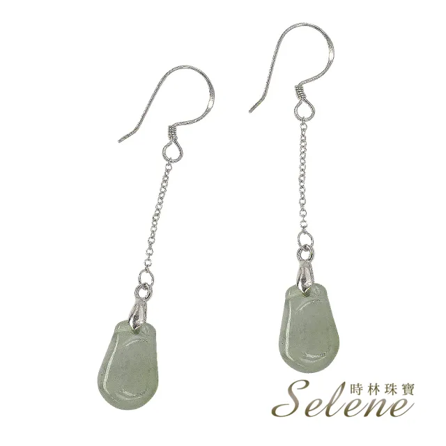 【鑫運來】◎簡約長鍊翡翠耳環(A貨翡翠顏色隨機出貨)
