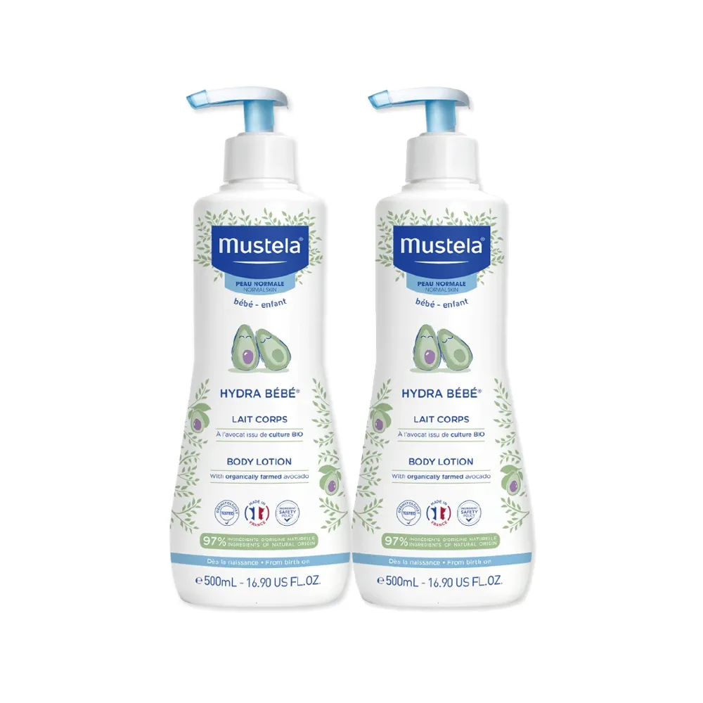 【Mustela 慕之恬廊】慕之幼 加量版爽身潤膚乳 500mlX2入(寶寶 嬰兒乳液 公司貨 台灣獨家總代理)