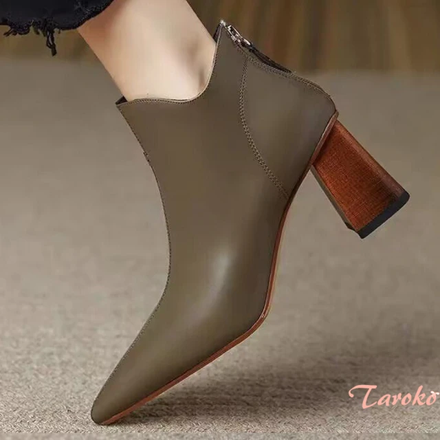 MISWEAR 深咖色麂皮中筒靴(歐美個性時尚)優惠推薦