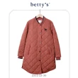 【betty’s 貝蒂思】小旗子刺繡菱格紋長版鋪棉外套(共二色)