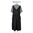 【betty’s 貝蒂思】假兩件拼接抽繩條紋牛仔洋裝(共二色)