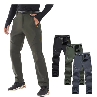 【Billgo】M~8XL加大尺碼~加絨機能戶外休閒衝鋒褲-3色 登山釣魚防潑水休閒褲(130kg大碼、防水、機能)