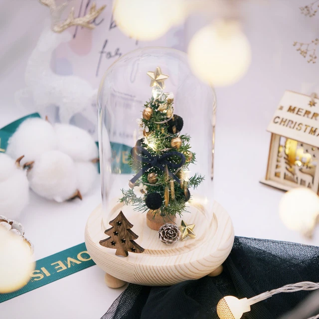 KIRA與花花藝 聖誕樹蠟燭×永生聖誕樹LED玻璃罩 交換禮