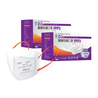 【明基健康生活】怡安 FFP2/D2雙認證 歐規N95/N95等級 醫療防護五層立體口罩x2盒(20片/盒 單片包裝)