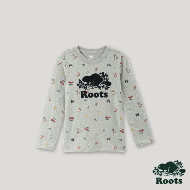 RootsRoots Roots 大童-經典傳承系列 印花長袖上衣(灰色)