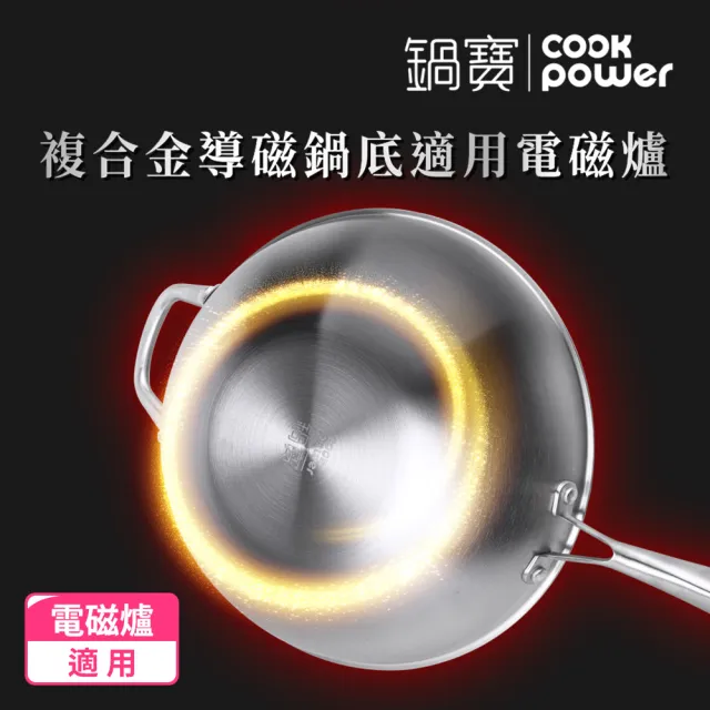 【CookPower 鍋寶】七層壓鑄不沾鍋316不鏽鋼蜂巢炒鍋36CM-含蓋(IH/電磁爐適用)