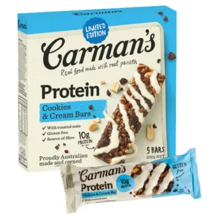【澳洲 Carmans】可可餅乾大豆蛋白棒(5條/盒)