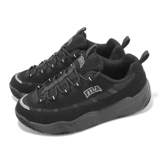 【FILA】休閒鞋 Bitmap 女鞋 黑 銀 反光 厚底 皮革 老爹鞋 斐樂(4C635X001)