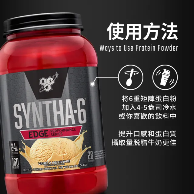 【BSN 畢斯恩】Syntha-6 Edge 尖端綜合乳清蛋白 4.02磅(香草奶昔)