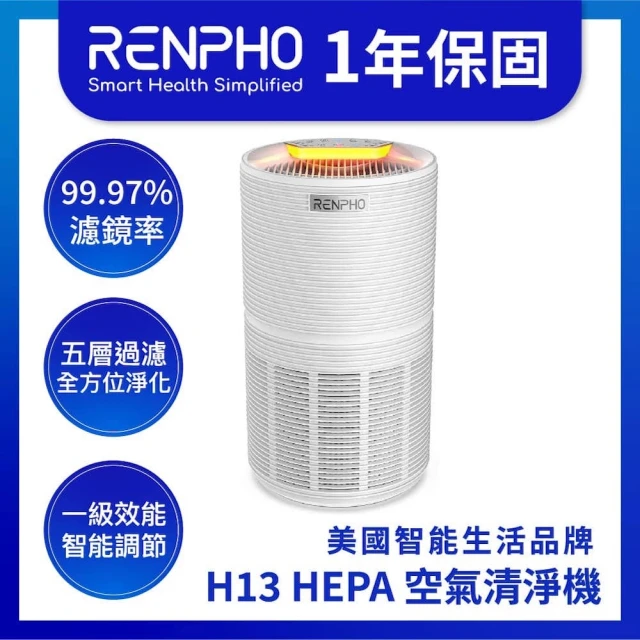 【美國 RENPHO 台灣公司貨】H13 HEPA 空氣清淨機-白色(RP-AP089W)