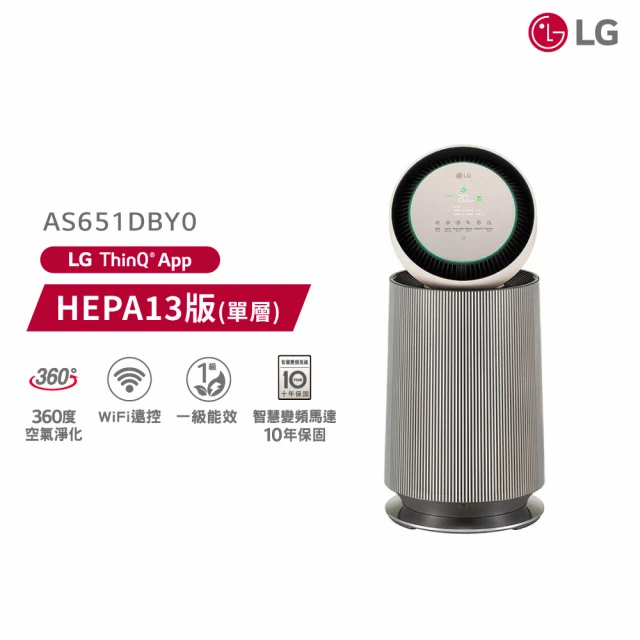 【LG 樂金】寵物版抗敏循環空氣清淨機-二代專業版(360°全室淨化/AS651DBY0/UVnano)
