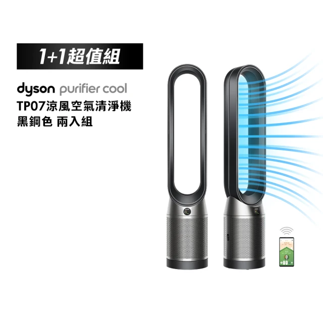 【dyson 戴森】TP07 Purifier Cool 二合一空氣清淨機(黑鋼色-二入組)超值組