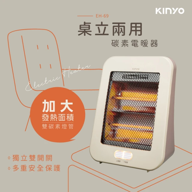 【KINYO】桌立兩用碳素電暖器(聖誕禮物 交換禮物 聖誕節 保暖必備 EH-69MT)